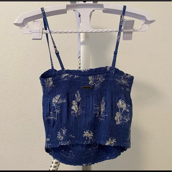 Billabong Blue & White Straight Seas Crop Top - SMALL - adjustable - Picture 2 of 4